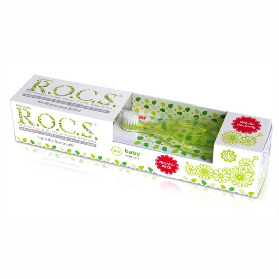 ROCS Baby Diş Macunu + Fırça Seti - MAVİ - PEMBE - YEŞİL ROCS Baby Diş Macunu + Fırça Seti - MAVİ - PEMBE - YEŞİL